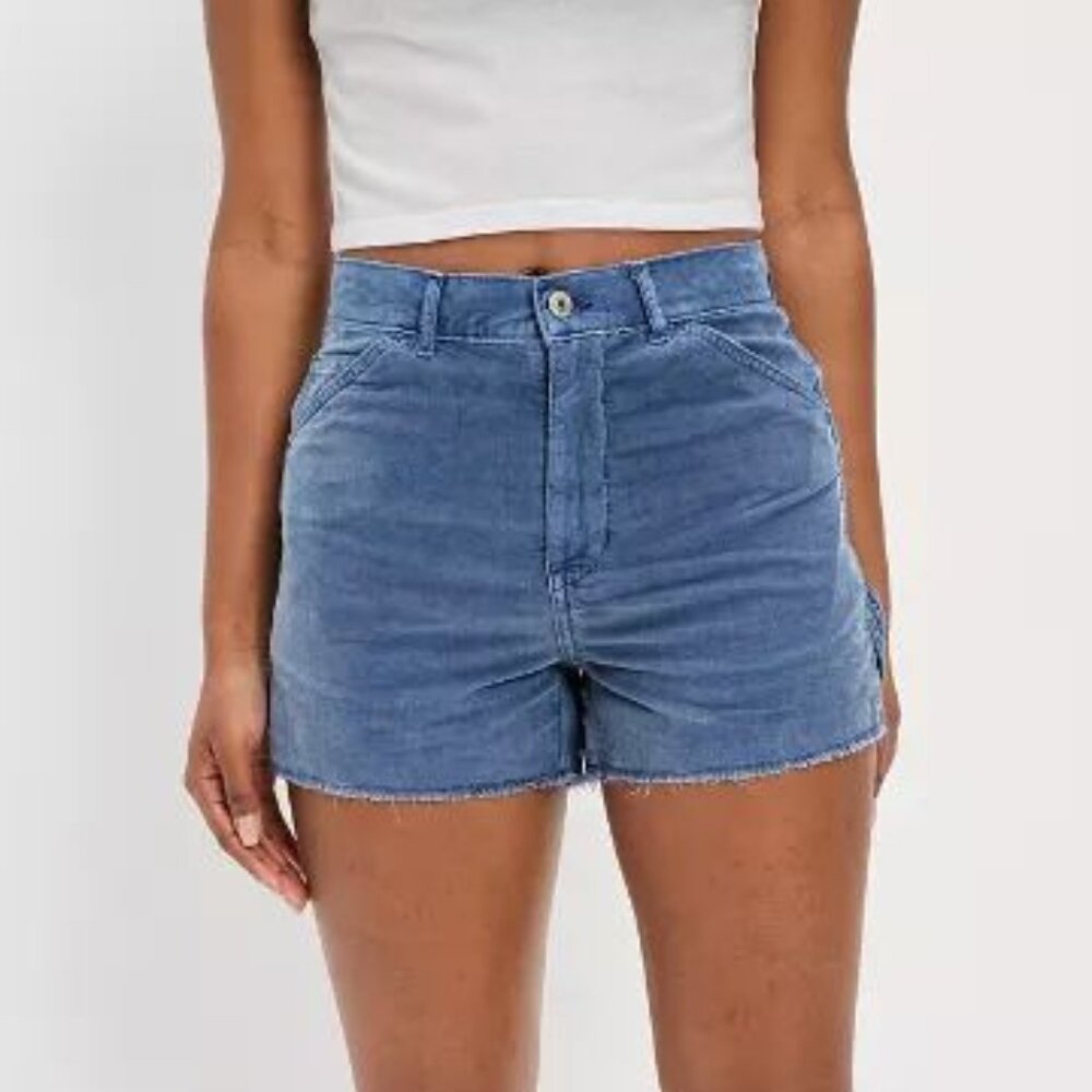 American Eagle Women's Corduroy Highest Waist '90s Boyfriend Short in Blue